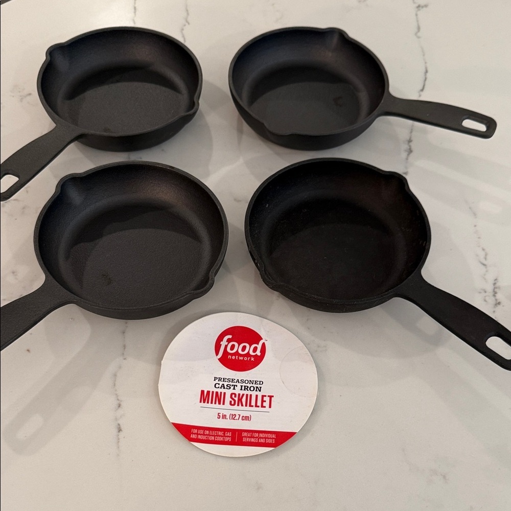 Food Network Black Mini Cast Iron Skillets set of 4
